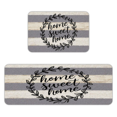 Rustic Home Wreath, 2 Pcs Non Slip Kitchen Mats