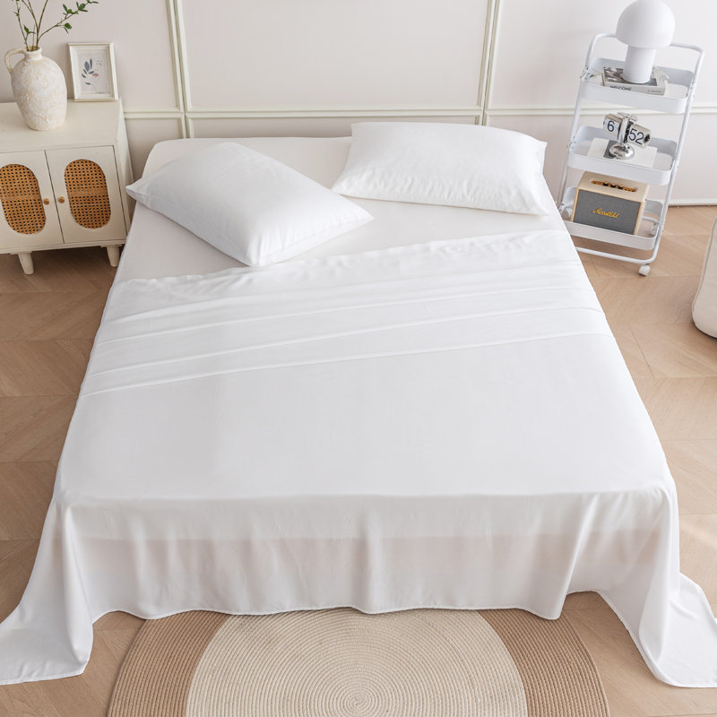 Soft Silky Cooling Sheet Set, Twin Sheet Set with 1 Pillowcase, White