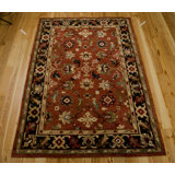 Brottman Oriental Hand-Knotted Wool Rust/Brown/Black Area Rug
