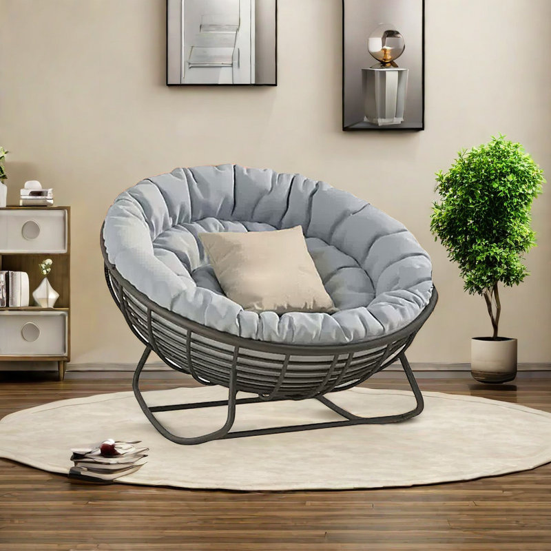 Chaise berçante en métal Luxury, Bleu pastel, Noir