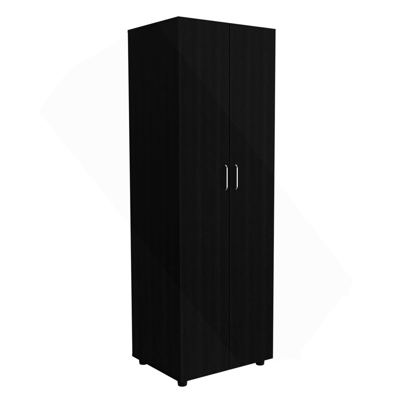 Ensemble de chambre à coucher 3 pièces, armoire London + 2 tables de chevet Leyva, noir