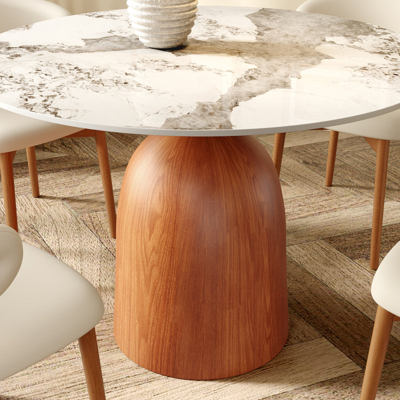 Table de salle à manger Mid-Century, H 29,52 po x L 43,30 po x l 43,30 po, Sable