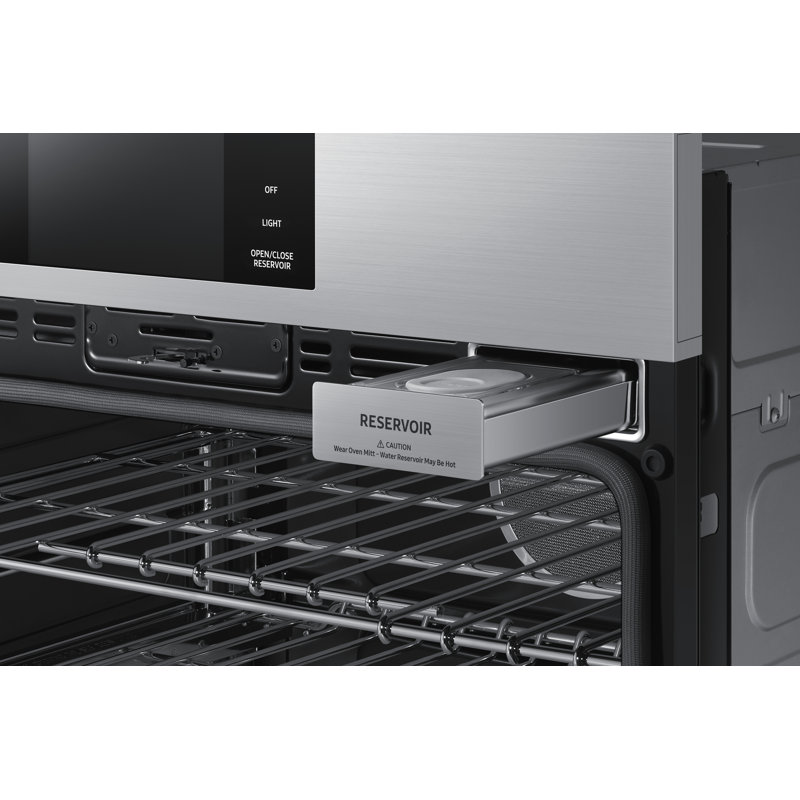 30" Single Wall Oven Steam, Contemporary, Silver Stainless