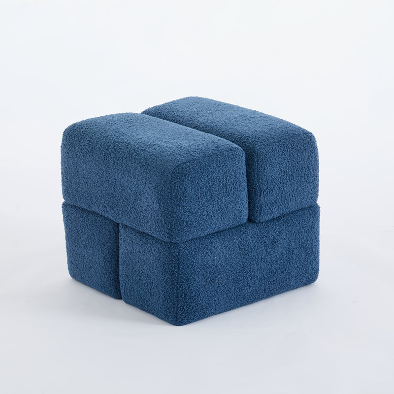 Robertas 18.5'' Wide Sherpa Ottoman, Navy