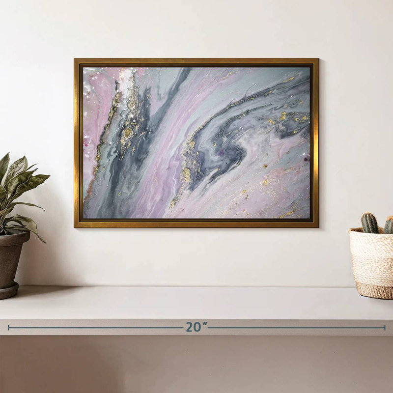 Luper rose et gris, Cadre flottant doré, 13 po x 9 po