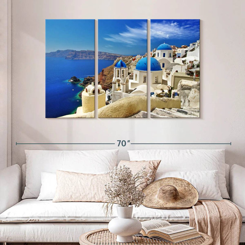 Kavia Santorini Cliffside Caldera, 32" H x 50" W