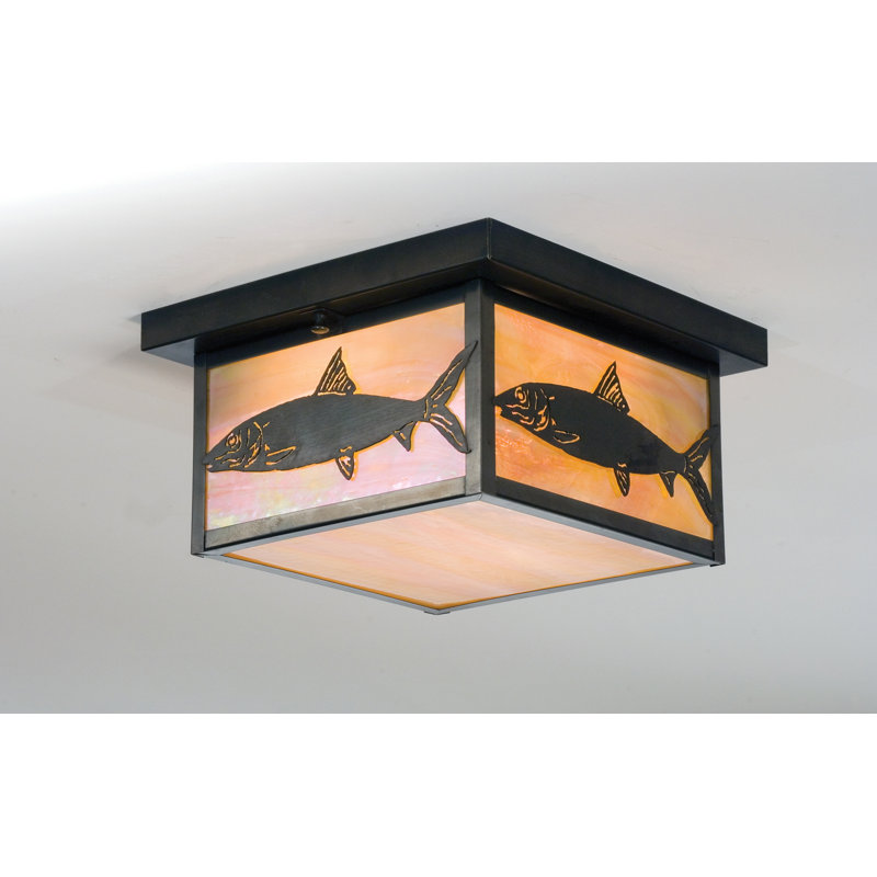 2 - Light Flush Mount, Amber/Black