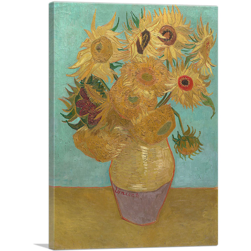 Tournesols sur fond bleu - Impression, H 26 po x l 18 po x 1,5 po