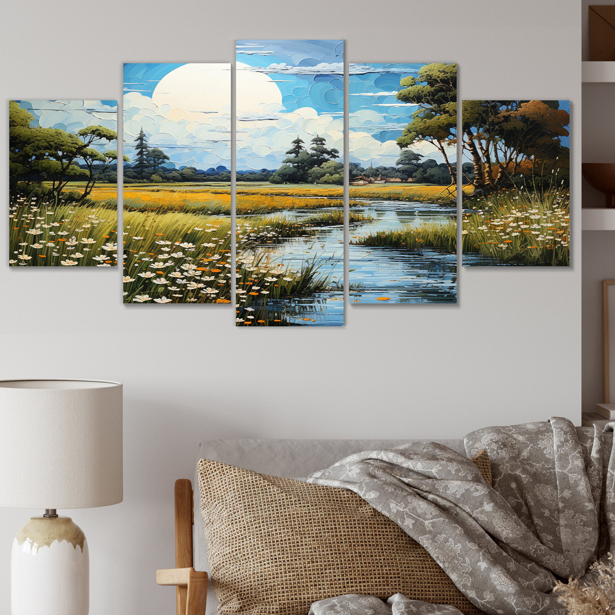 Picture of Design Art Countryside Tranquil Pond Landscape - Landscapes Metal Wall ...