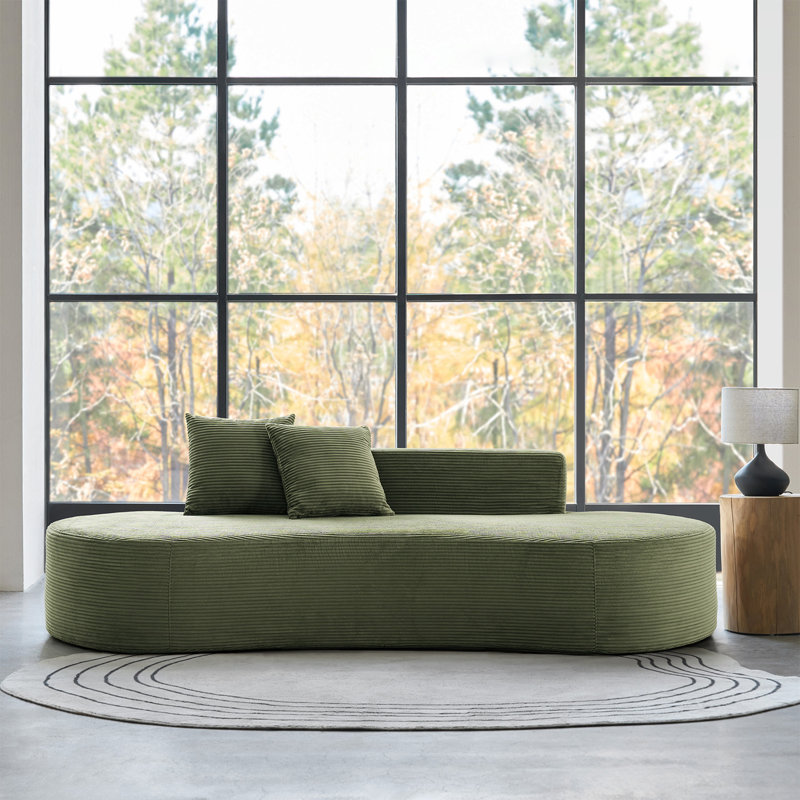 Canapé à compression haute densité 94 po avec 2 coussins Nerio, Vert