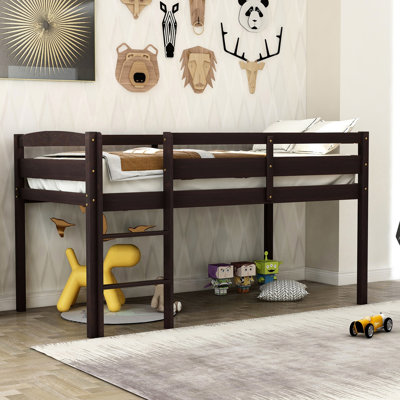 Lit mezzanine simple pour lit simple, couleur, lattes de bois de pin et de contreplaqué, inclus, aire de jeu sous le lit, abat-jour de mobilier de chambre à coucher élégant, design, pour la mobilité, repos grâce