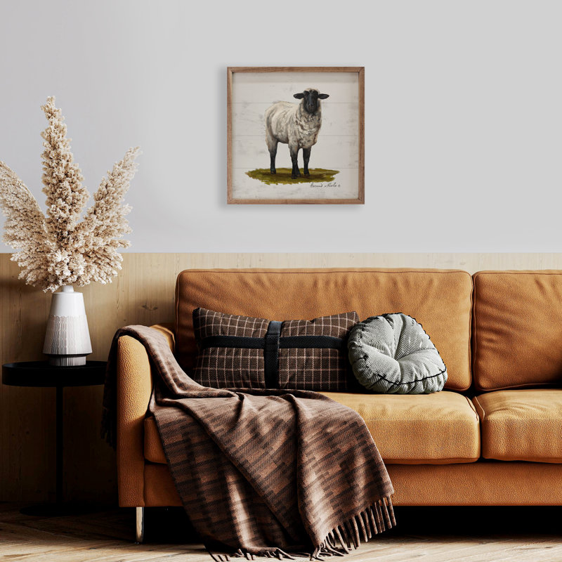 Moutons sur l'herbe par Bonnie Mohr, H 16 po x l 16 po x P 1 po