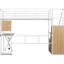 Lit mezzanine pour lit simple avec poste de travail à DEL, garde-robe et escalier de rangement, structure en métal, garde-robe blanche, escalier, escalier-1048069721