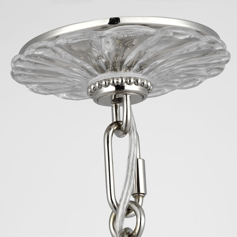 Julie Neill Gianna 36" Ring Chandelier with Clear Glass, Clear, Burnished Silver Leaf