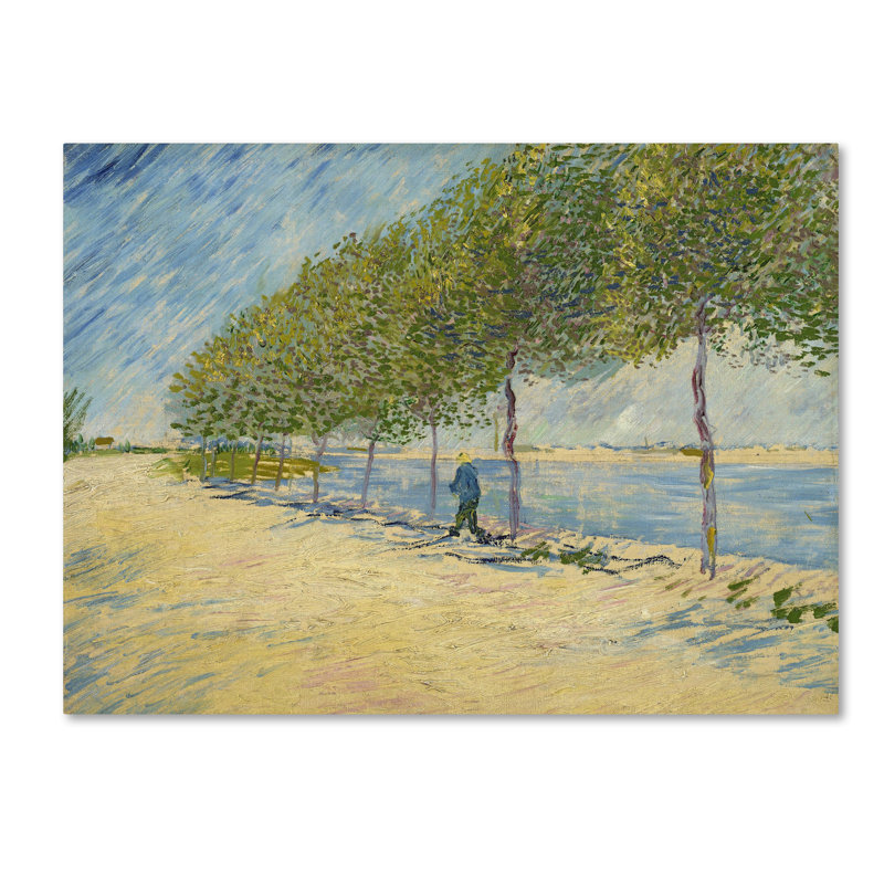 Le long de la seine par Vincent Van Gogh - reproduction d'art sur toile tendue, H 14 po x l 19 po