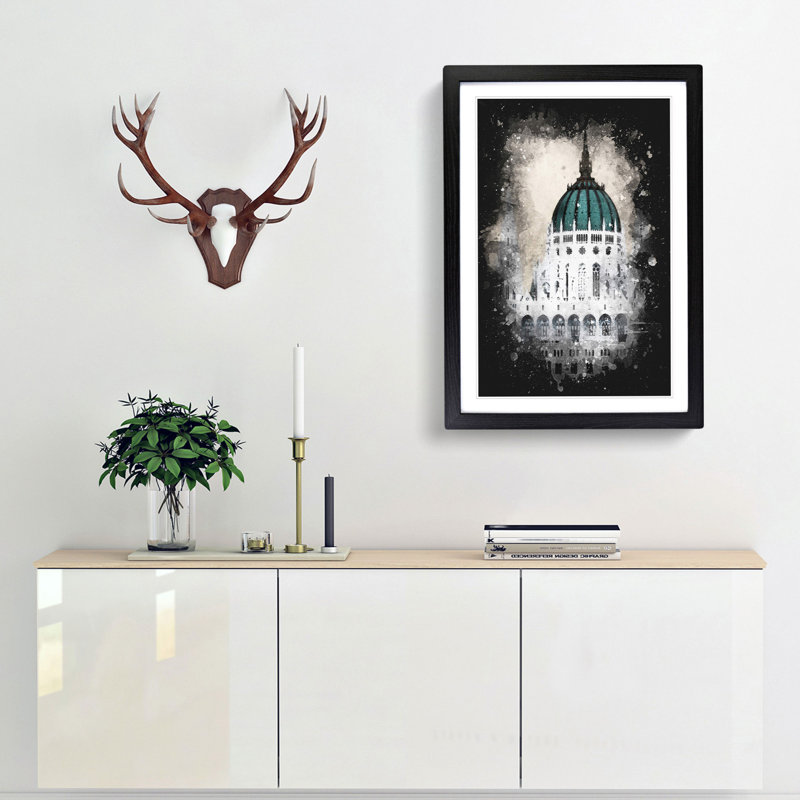 Parliament Building in Budapest - Picture Frame Graphic Art Print, 63cm H x 45cm W x 2cm D, Black Framed