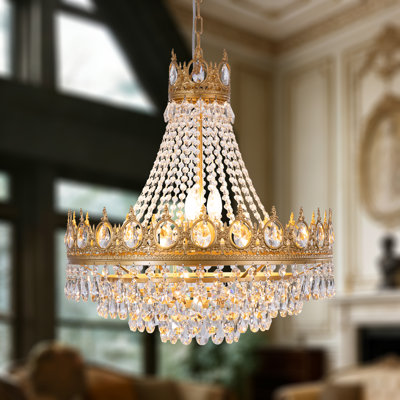 Lustre 9 niveaux empire cristal doré / bronze
