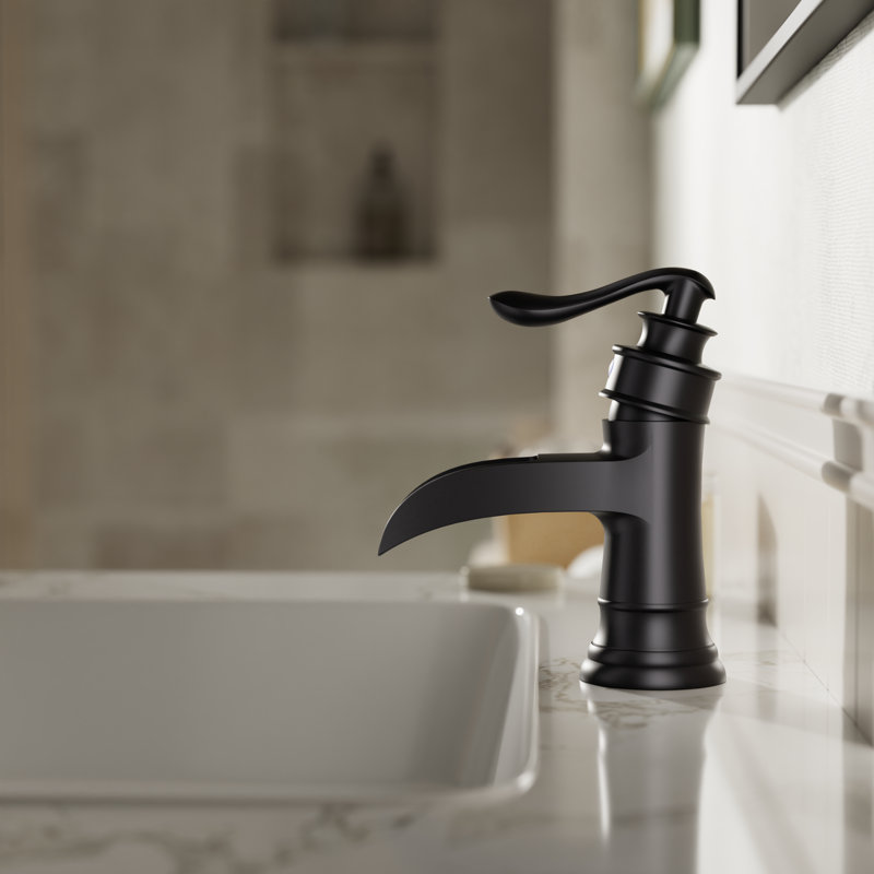 Single-handle Bathroom Faucet with Drain Assembly, Matte Black