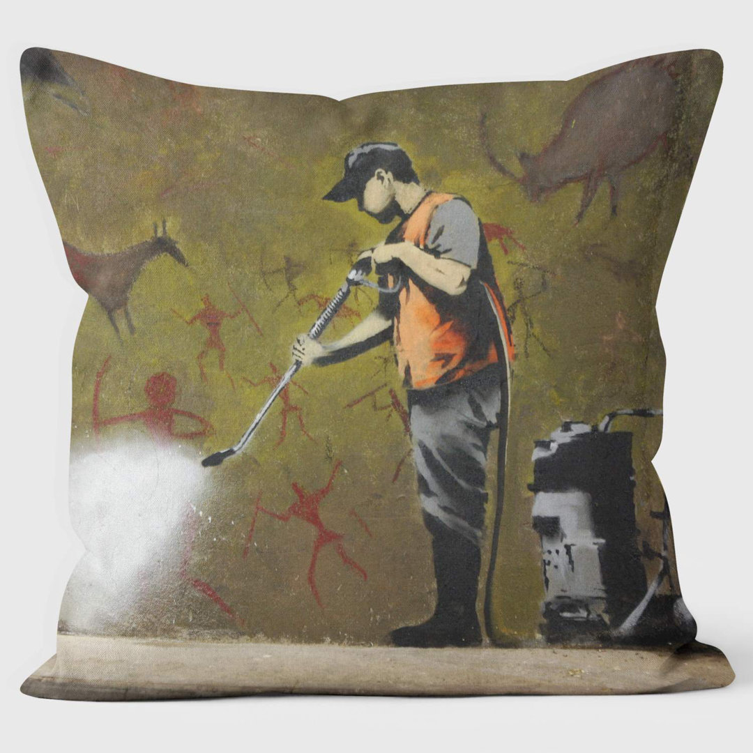 Street Cleaner Banksy Inspired Graffiti Cushion