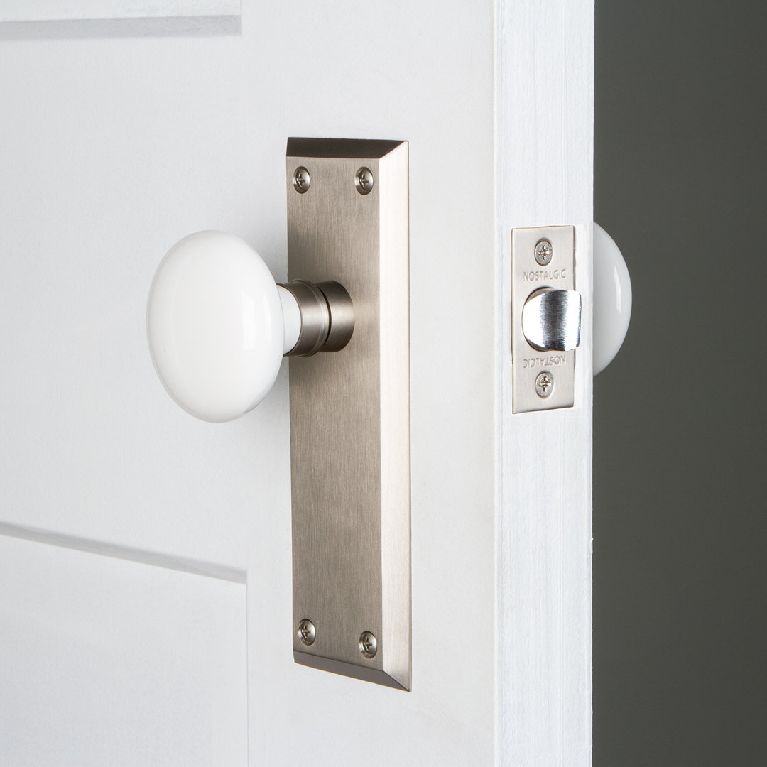 New York Plate with White Porcelain Door Knob Nostalgic Warehouse 