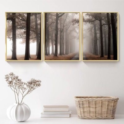 Fleurs - Ensemble de 3 reproductions d'art sur toile encadrées