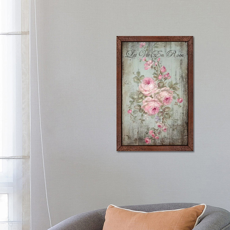 La Vie En Rose by Debi Coules - Wrapped Canvas Painting, 101.6 cm H x 66.04 cm W, Brown Framed