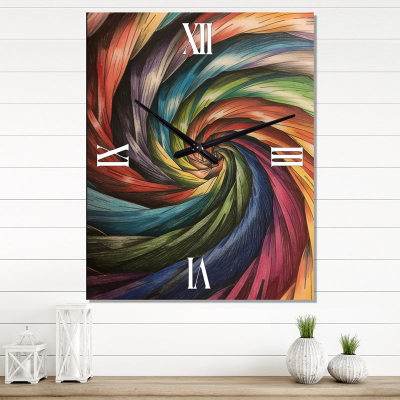 Horloge murale tourbillonnante en spirale en couleurs rétro délavées I, H 28 po x l 12 po x P 1 po