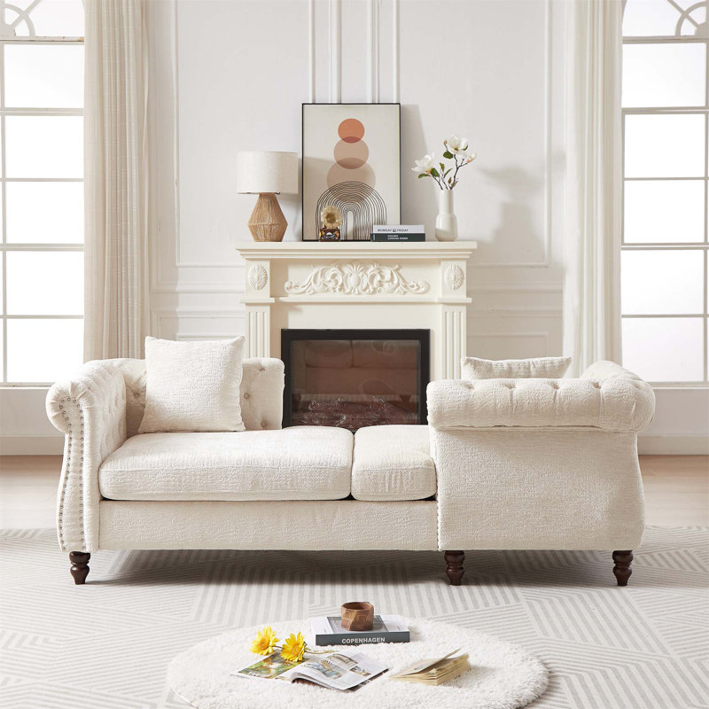 Chaise longue confortable Castanon avec un design élégant pour différentes pièces, Beige