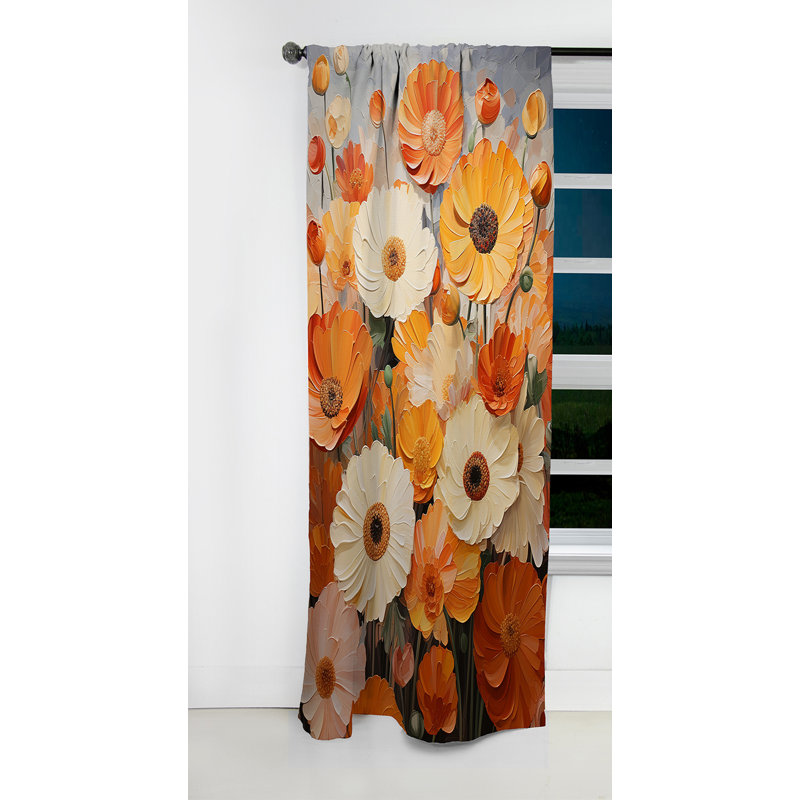 Kaitlin - Rideau souci - Rideau occultant à motif floral - 1 panneau, L 52 po x L 63 po
