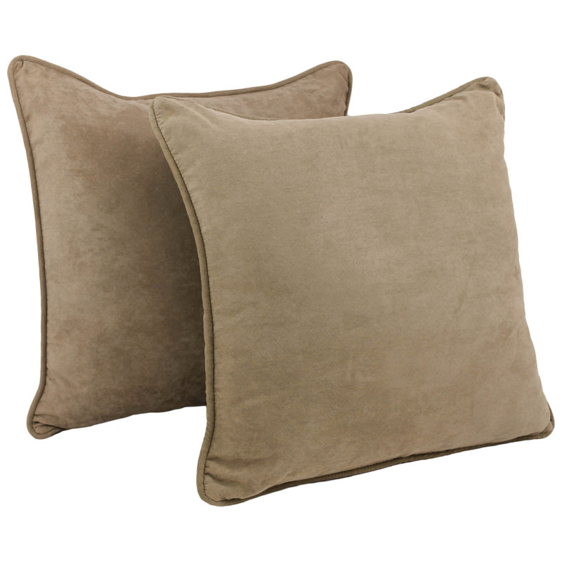 Housse et insert de coussin en microsuède jacquard carré, Café