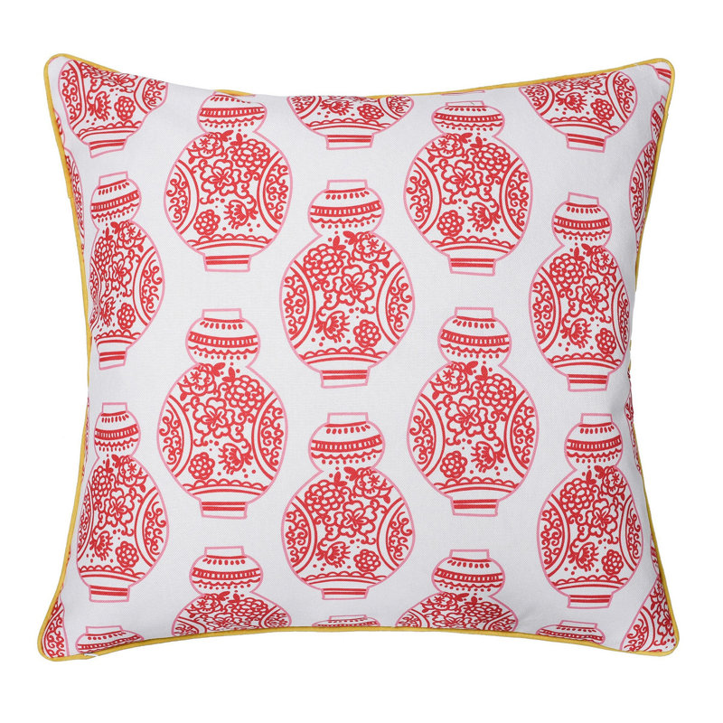 Double-Sided Hot Pink and Orange Velvet Trim Pillow