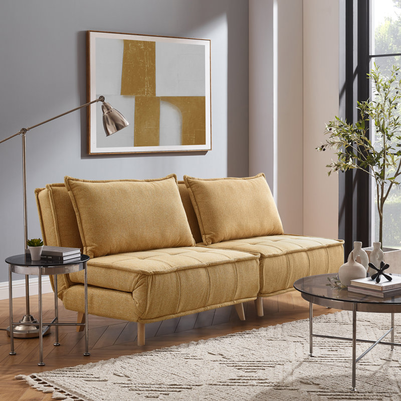 Upholstered Accent Chair, Yellow 100% Polyester