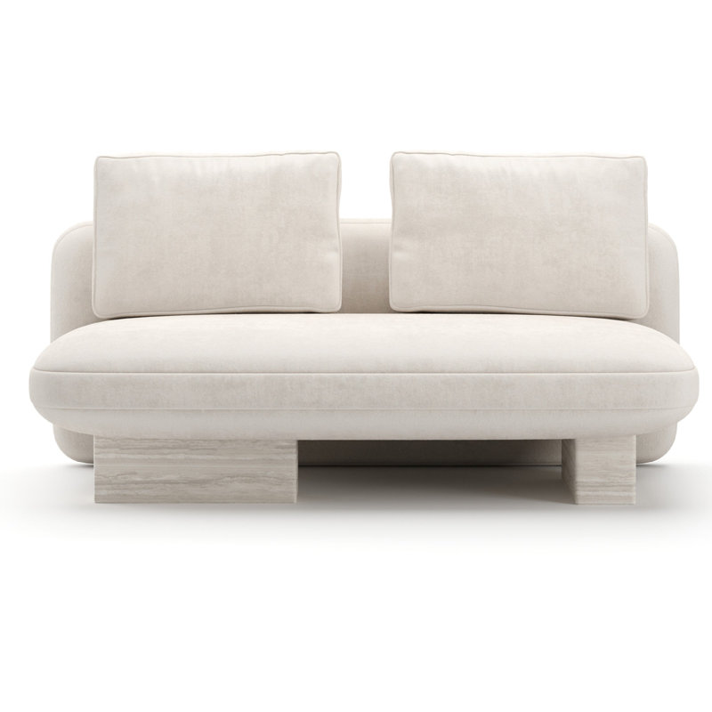 Overlap Armless Loveseat Ecru