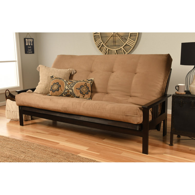 Johnte Queen 86" Futon Frame and Mattress, Peat Microsuede, Espresso, Premium Pocket Coil