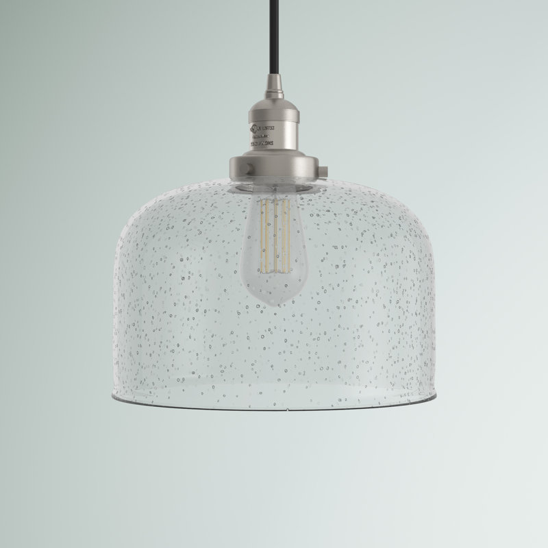 Luminaire suspendu en forme de dôme à 1 lumière Barahona, Grainé, Ampoule non incluse, Nickel satiné brossé