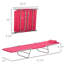 Chaise longue de jardin rose avec dossier inclinable et siège en maille respirante pour le camping et le bronzage en extérieur, pliable, rose.