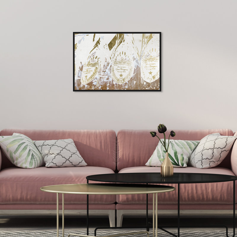 Drinks and Spirits Champagne Bottle Showers - Reproduction d'art graphique sur toile, H 30 po x l 45 po, Toile tendue