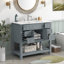 Meuble-lavabo 36 po avec lavabo supérieur, armoire de rangement moderne avec 2 portes à fermeture douce et 6 tiroirs, meuble-lavabo simple-1185631014