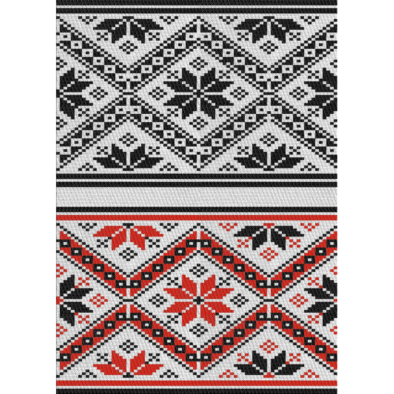 Tapis noir/zone orange à motifs, Rectangle 5 pi x 7 pi