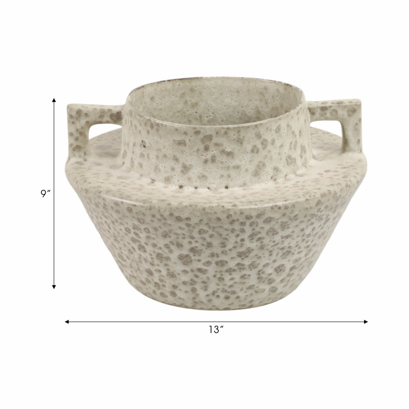Textured Terracotta Decorative Vase with Dual Handles Modern Accent for Floral Arrangements