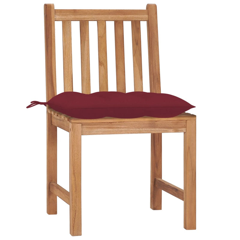 Bryantjr Teak Patio Chair with Cushions, Wine Red