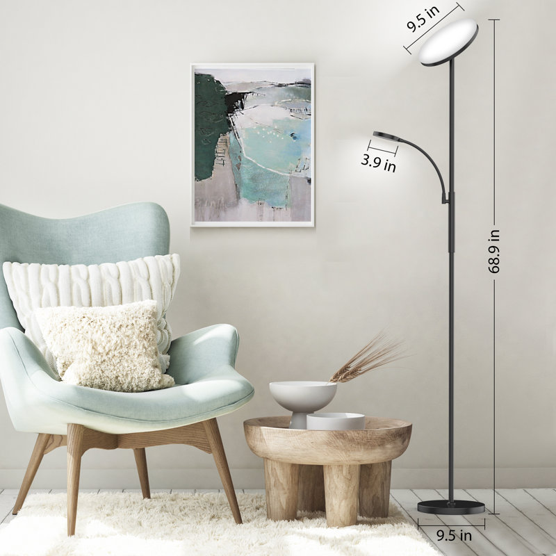 Lampe sur pied à DEL intégrée 68,9 "avec télécommande, Noir