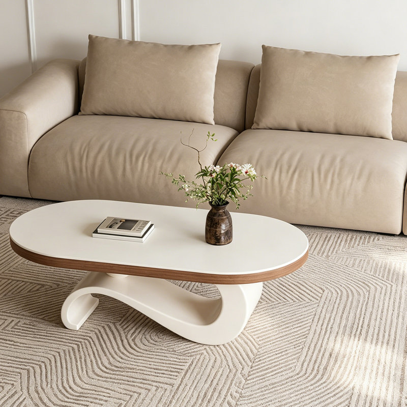 Élégante table basse ovale en ardoise Creative, White