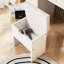 Meuble-lavabo de 41,4 po avec miroir et lumières, table de maquillage avec 5 tiroirs et 4 armoires, coiffeuse avec station de charge et tabouret de rangement rembourré pour la chambre à coucher, blanc