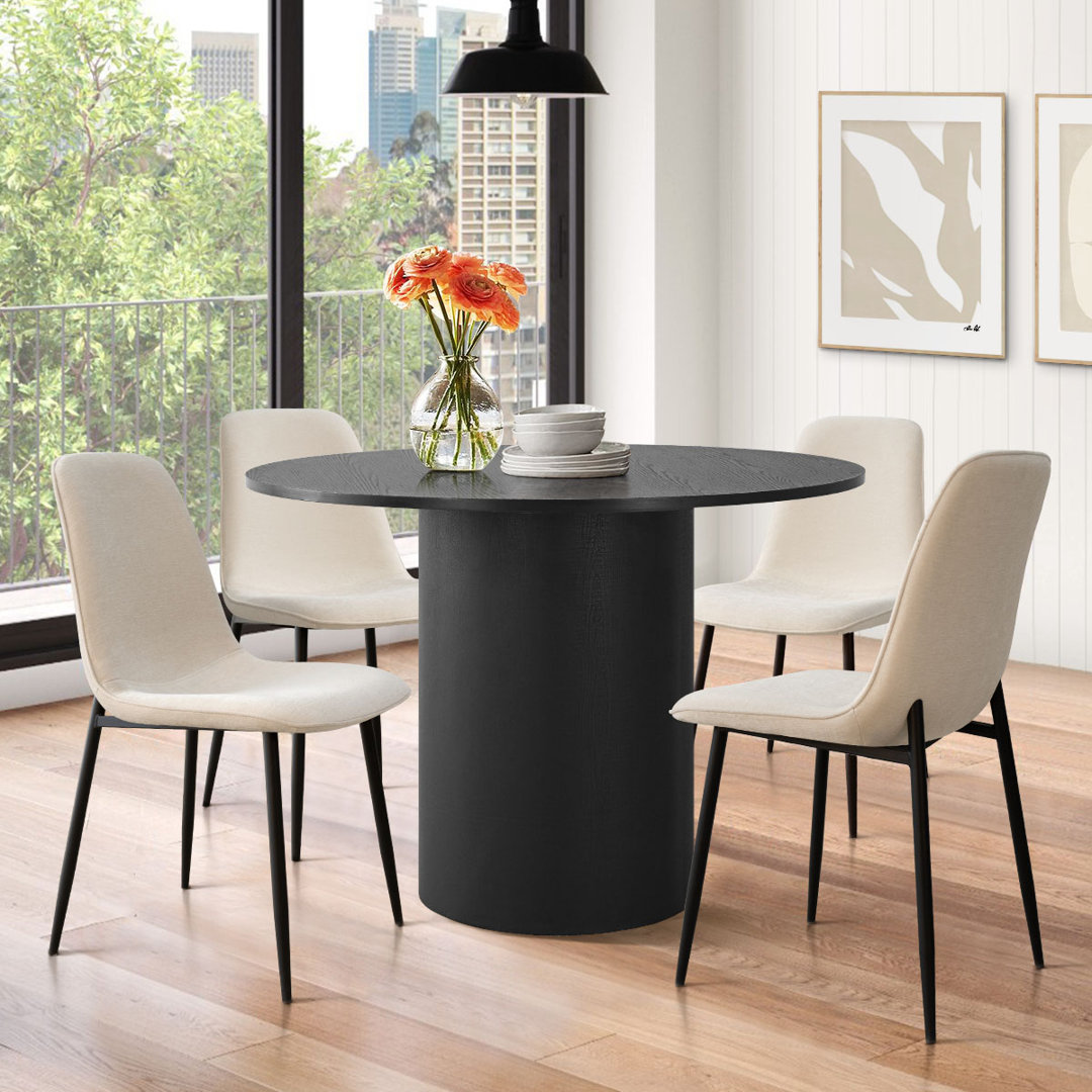 Folmar 4 - Person Dining Table Sets With 41.5'' Round Table & 4 Upholstered Chenille Chairs Wade Logan® Chair 