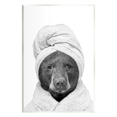 Stupell Industries Bear Hair Towel Funny Animal By Annalisa Latella Graphic Art In Mdf
