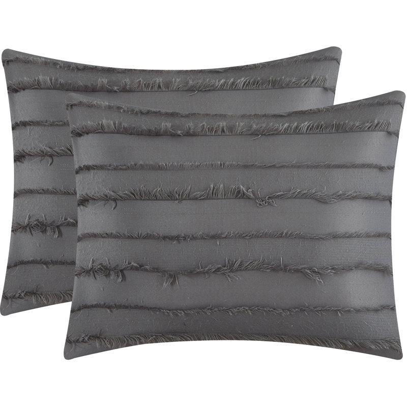 Merbabe 7 Piece Boho Chic Comforter Set, Gray, Cal. King Comforter + 6 Additional Pieces