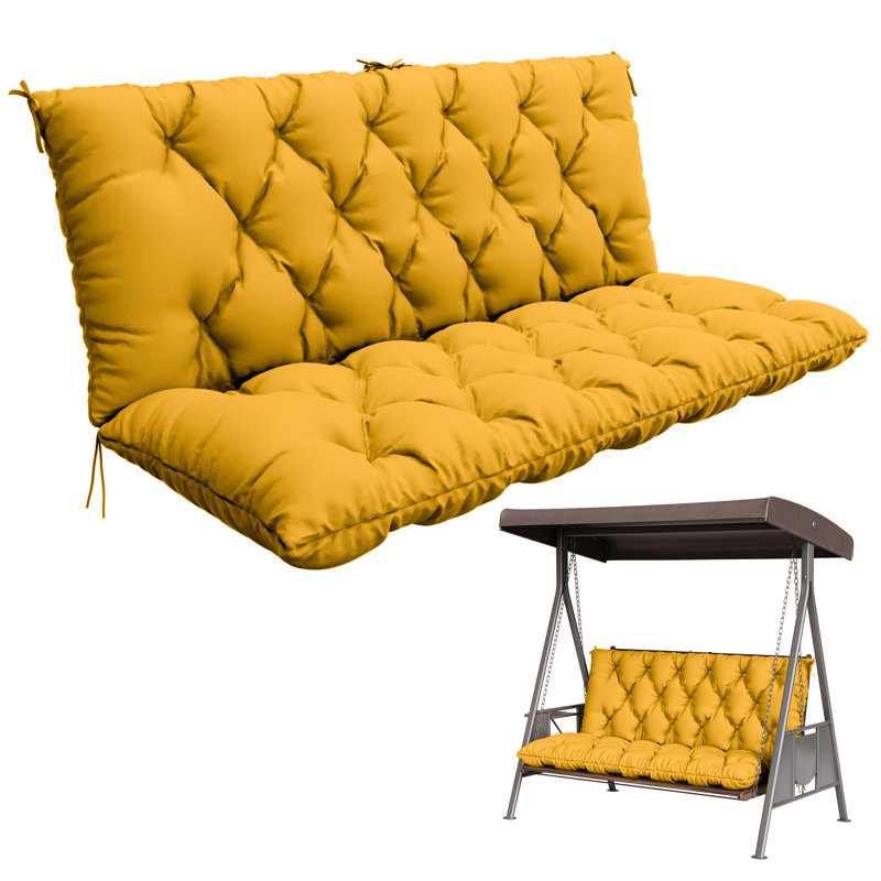 Banc de jardin avec coussin de 5 po imperméable pour l'extérieur, L 40 po x P 40 po, Jaune