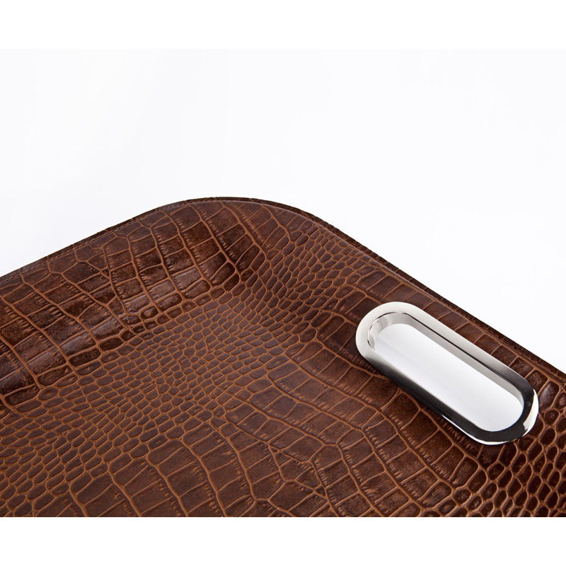 Bloomsbury Market Ralls Stainless Steel Platter, Light brown and stainless steel
