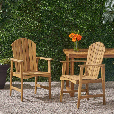 Ensemble de 2 chaises de salle à manger en bois d'acacia Adirondack